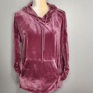 Green Tea Hoodie Size Med Dusty Rose Velour Soft Comfy